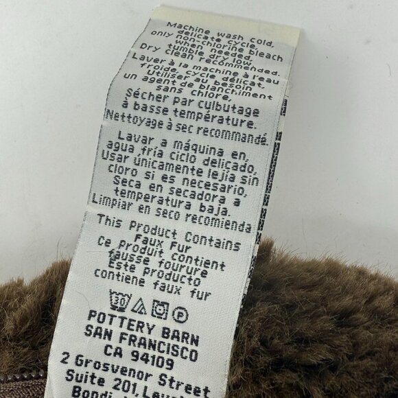 Pottery Barn Faux Fur Accent Pillow Cover 18"x18" Chocolate Brown Rustic Cabin - Picture 4 of 6